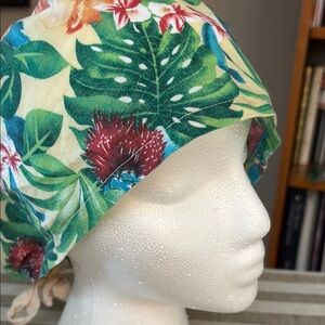 Tropical Floral Print Surgical Scrub cap featuring